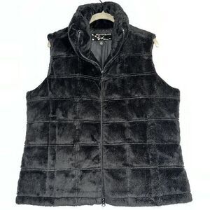 Kristen‎ Blake Faux Fur Goosedown  Vest Full Zip Women's XL Black Soft High Neck